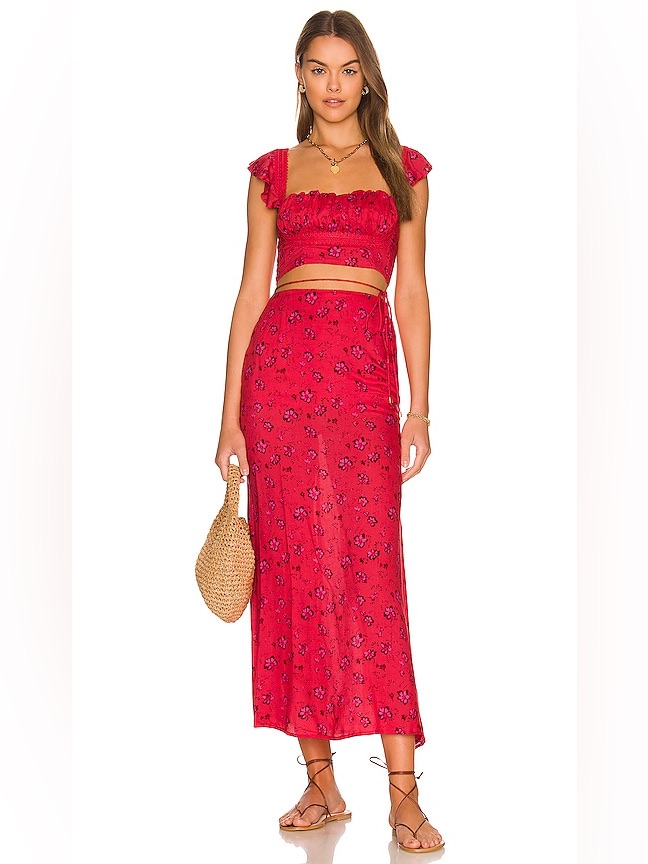 Free People Milkmaid Set In Cherry Kiss